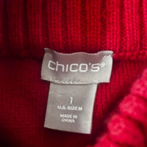 Chico's Cherry red Tunic turtleneck sweater mini Dress Size M - Picture 4 of 7